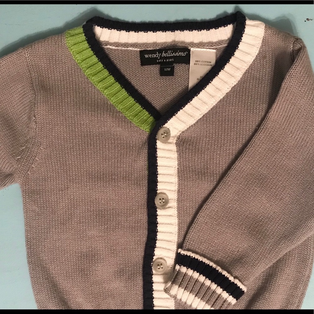 WENDY BELLISSIMO V Neck Contrasting Trim Preppy Four Button Cardigan Sweater